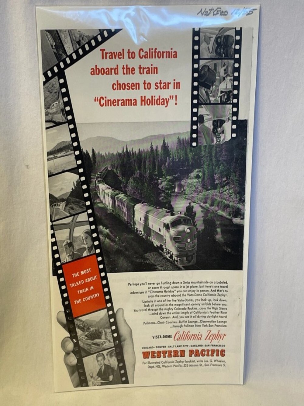 1955 Western Pacific Railroad Original Vintage Print Ad California Zephyr Train - Picture 9 of 10
